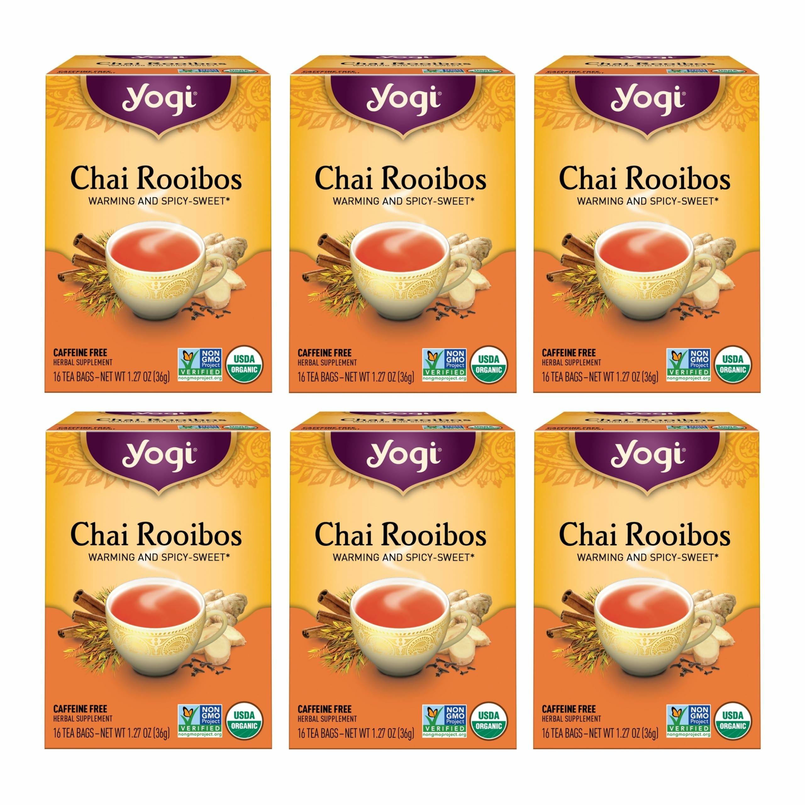 Yogi Chai Rooibos pack bundle for six boxes and caffeine-free enjoyment