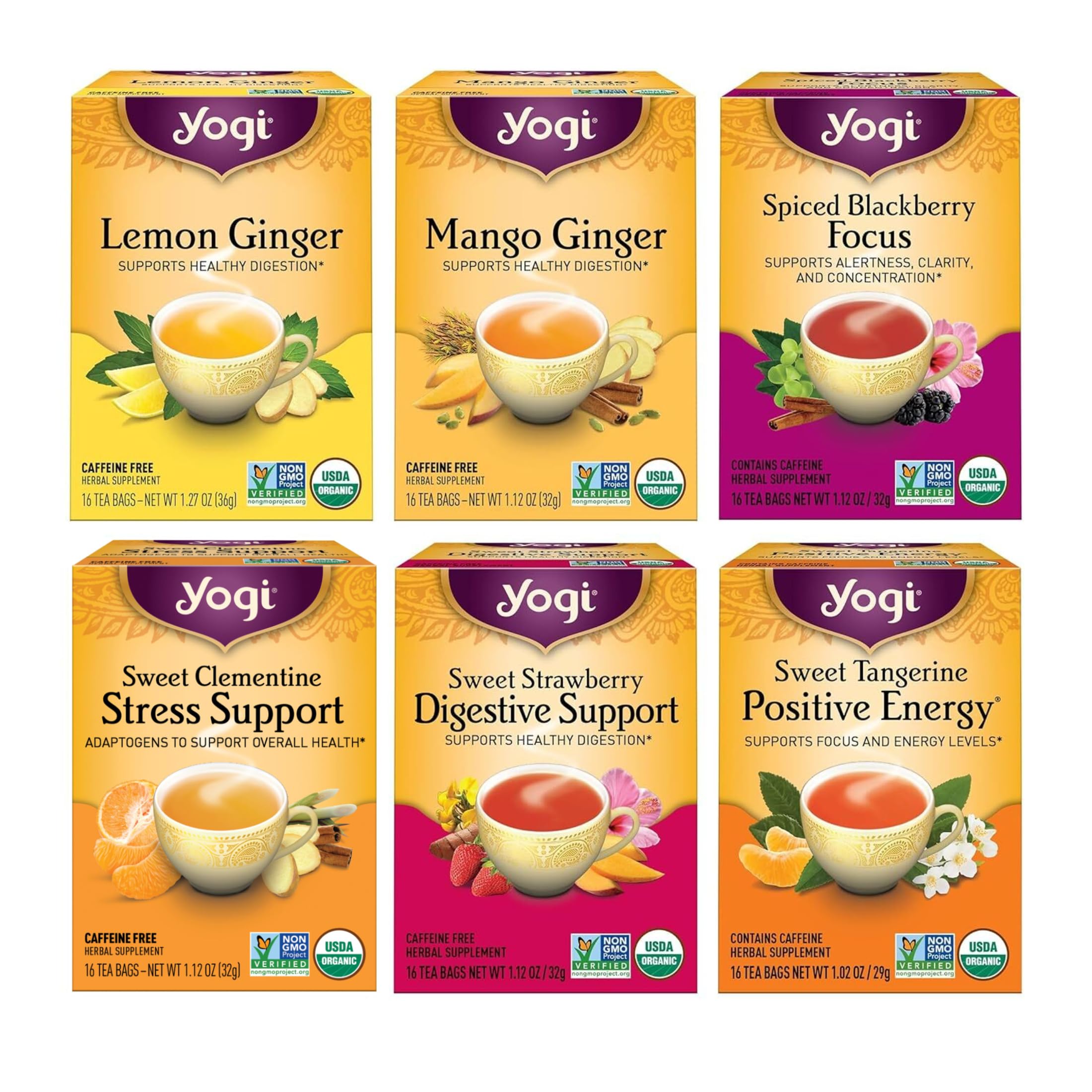 YOGI TEA Fruity Variety Pack box front offering a flavorful break