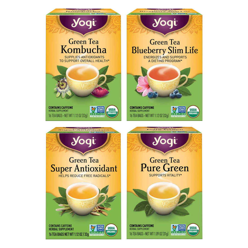 Yogi Tea Green Tea Kombucha tea bags for a refreshing break