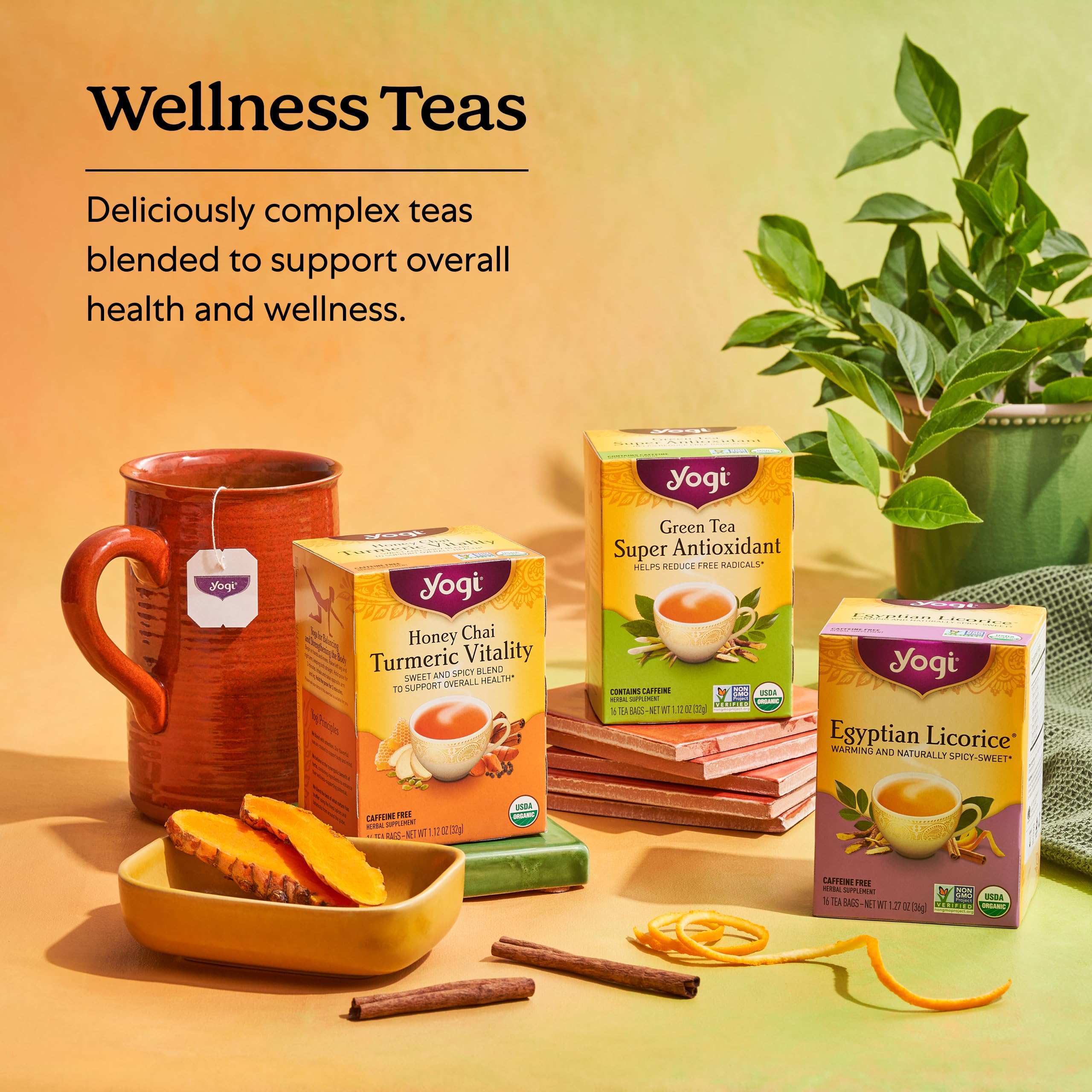 Yogi Tea Green Tea steeping cup suggesting easy brewing