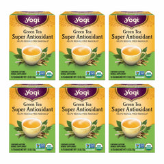 Yogi Tea Green Tea Super Antioxidant packaging with organic and non-GMO hints