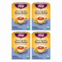 Yogi Tea Honey Lavender Stress Relief pack promotes calm evenings with an organic blend.