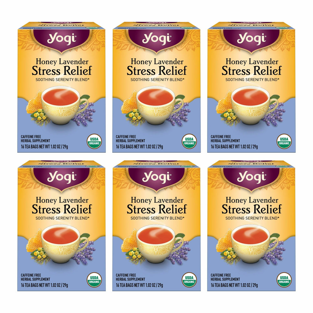 Yogi Tea Honey Lavender Stress Relief tea bag for a soothing evening ritual