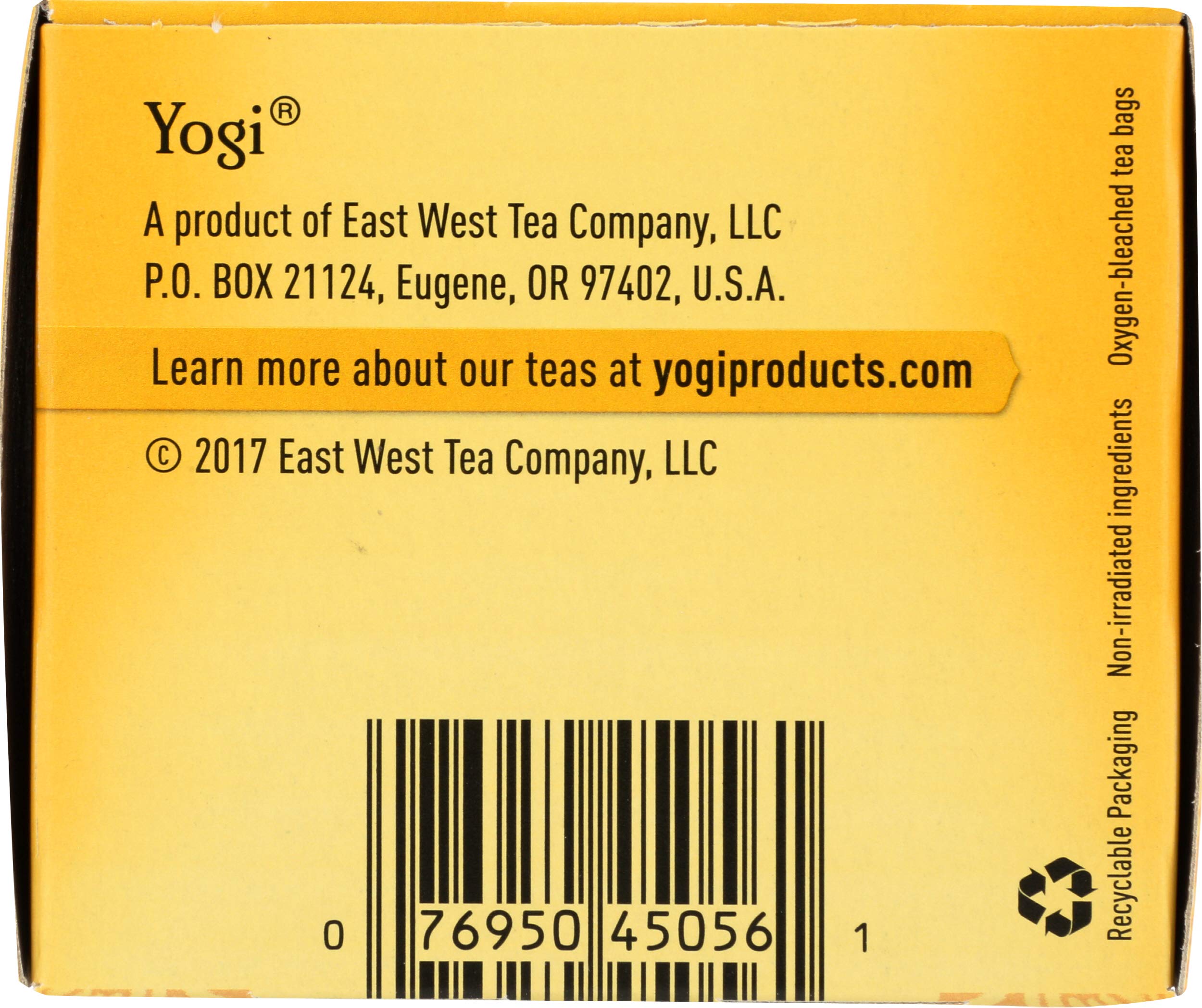 Yogi Honey Lemon Throat Comfort box displays recyclable packaging for eco-conscious buyers.