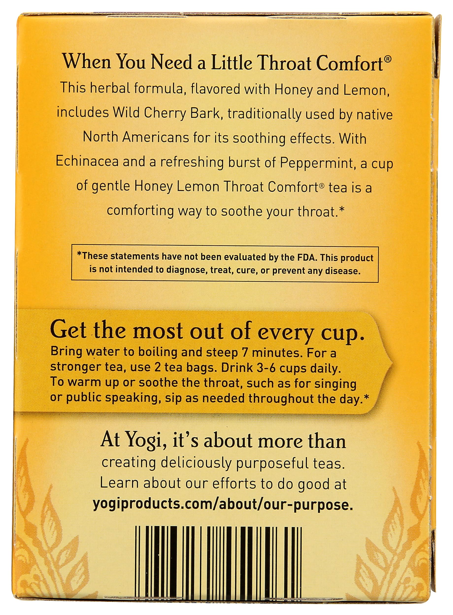 Yogi Tea Honey Lemon Throat Comfort tea bag close-up ready to steep