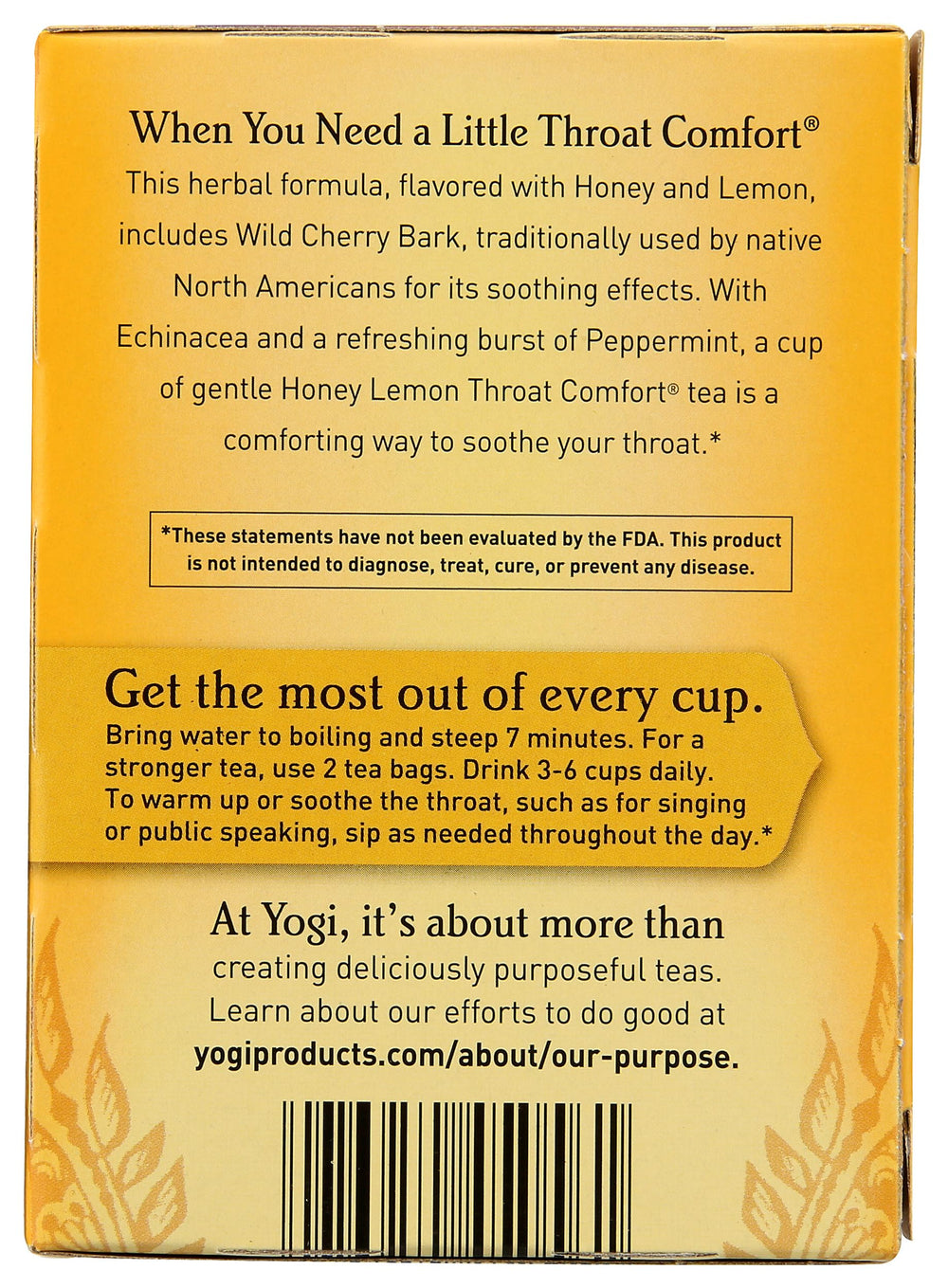 Yogi Tea Honey Lemon Throat Comfort tea bag close-up ready to steep