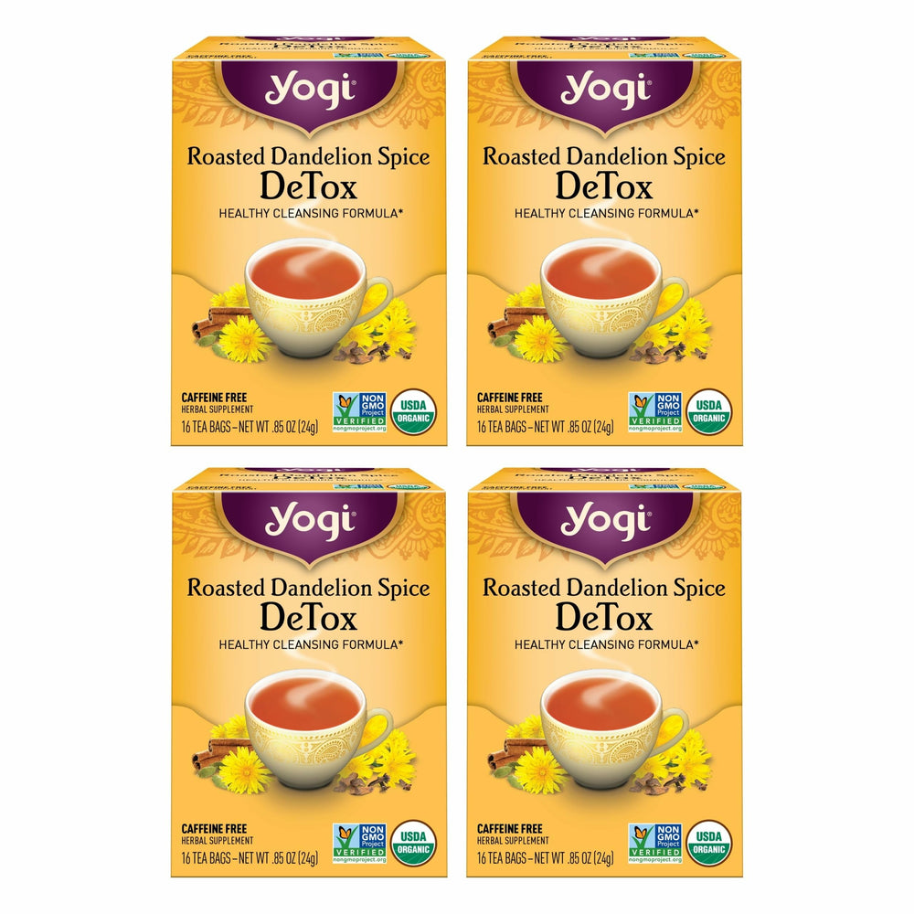Yogi Tea Roasted Dandelion Spice DeTox tea bags ready to brew for a soothing ritual.