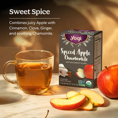 Pouring hot water over Yogi Tea Spiced Apple Chamomile for a soothing ritual.