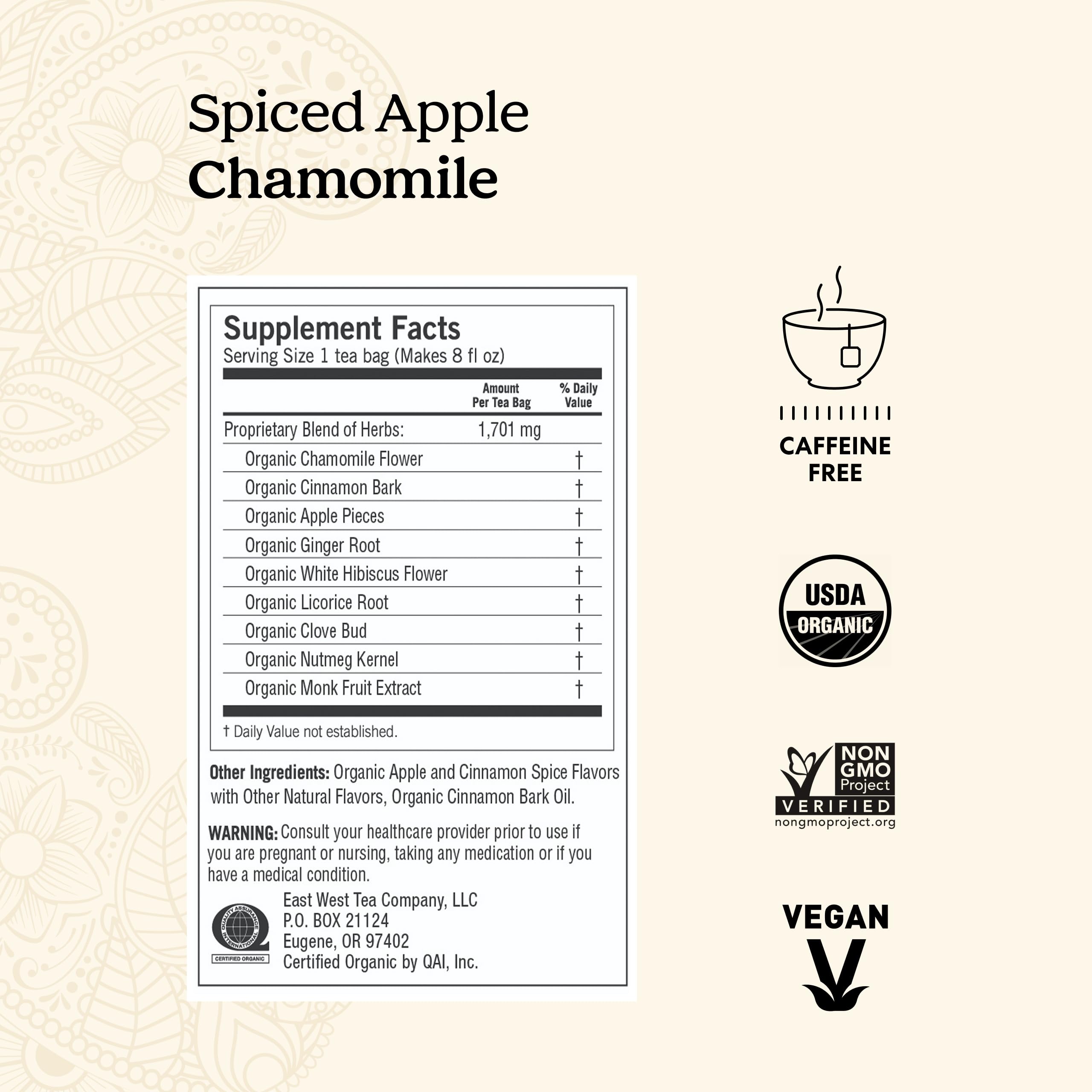 Yogi Tea Spiced Apple Chamomile tea bags ready for a soothing brew.