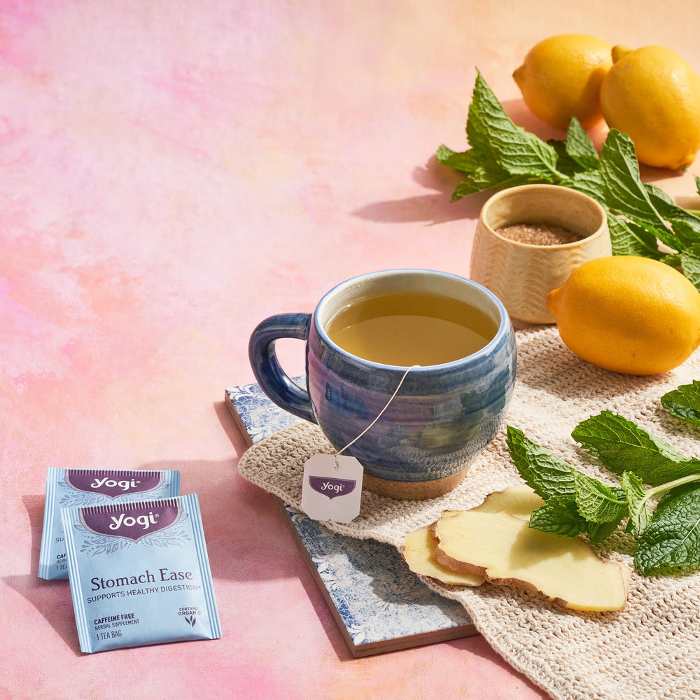 Yogi Tea Stomach Ease branding signals quality and sustainability