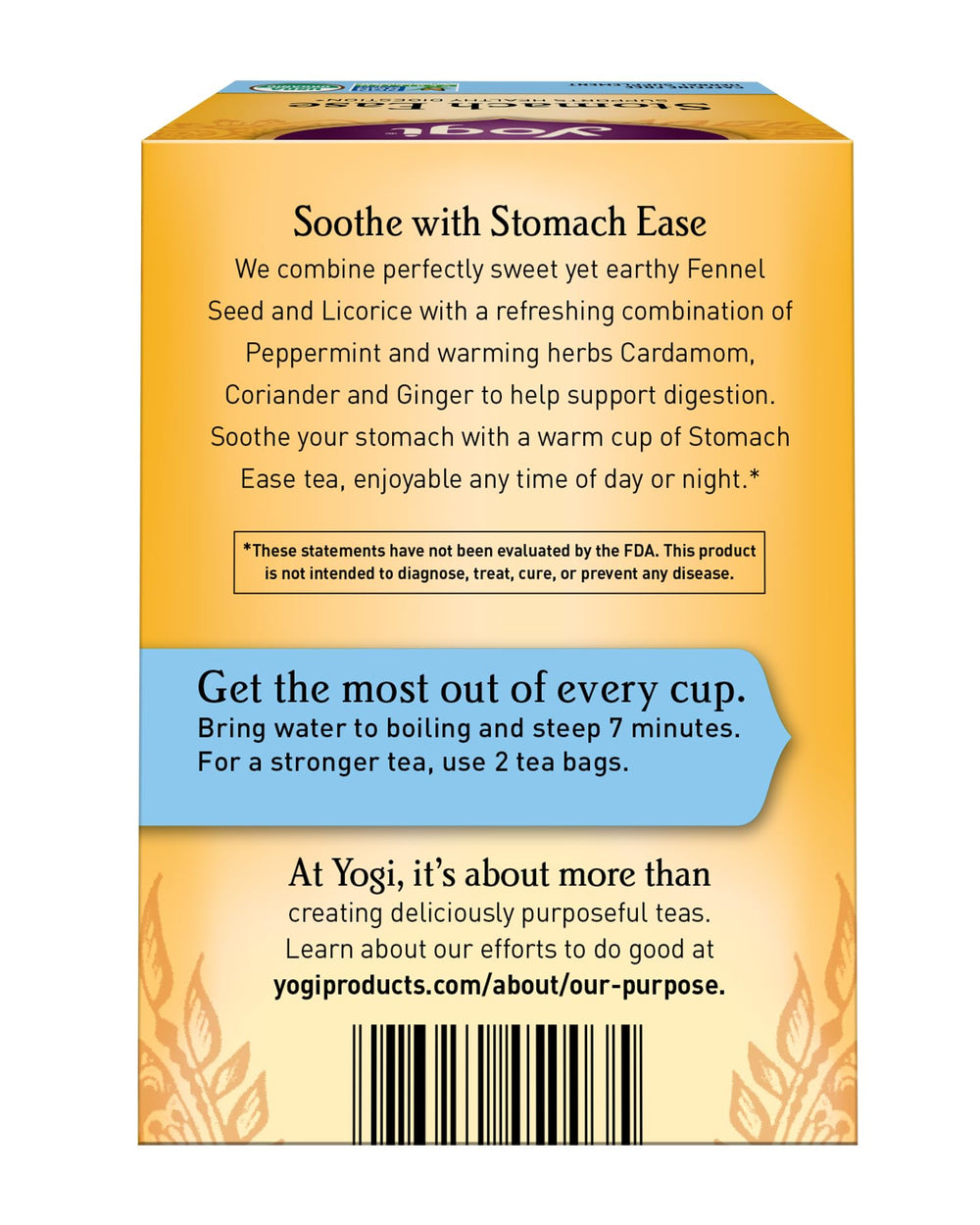 Yogi Tea Stomach Ease ginger-cardamom spices for warming flavor