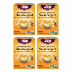 Yogi Sweet Clementine Stress Support box for convenient four-pack tea.