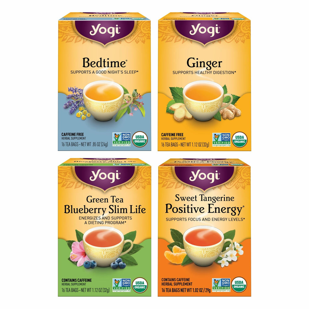 Yogi Tea Variety Pack front view showing four blends for day and night