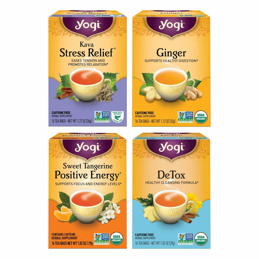 Yogi Tea Well-Being Variety Pack front view shows diverse flavors for mindful tea moments.