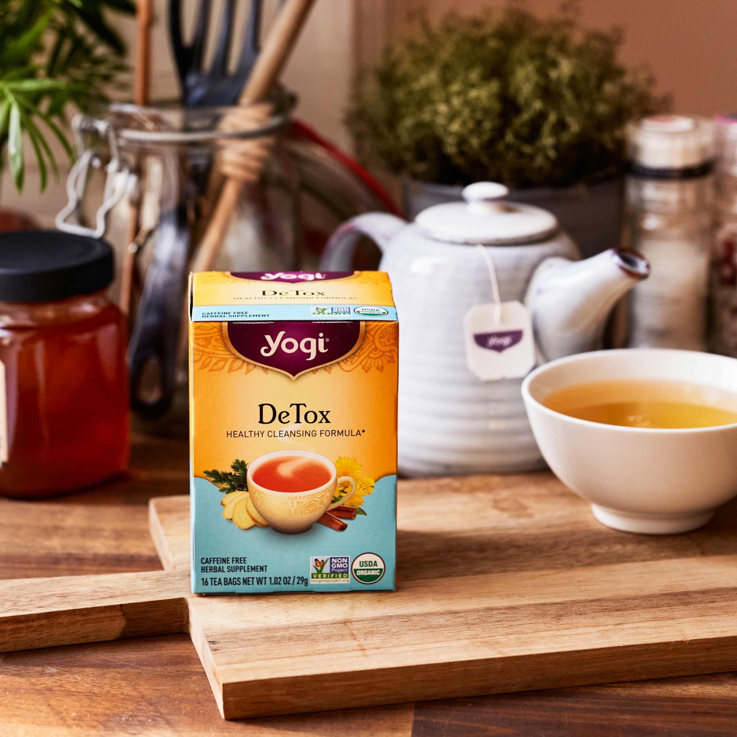 Yogi Tea Well-Being sweet tangerine positive energy imagery hints at uplifting citrus flavor.