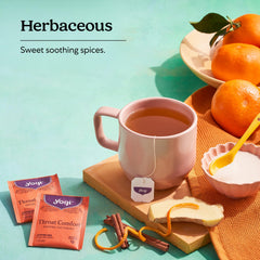Yogi Throat Comfort brewed cup showcasing gentle flavor