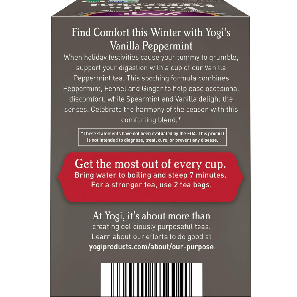 Yogi Vanilla Peppermint tea spices like ginger and fennel for a balanced sip