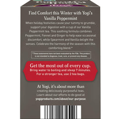 Yogi Vanilla Peppermint tea spices like ginger and fennel for a balanced sip