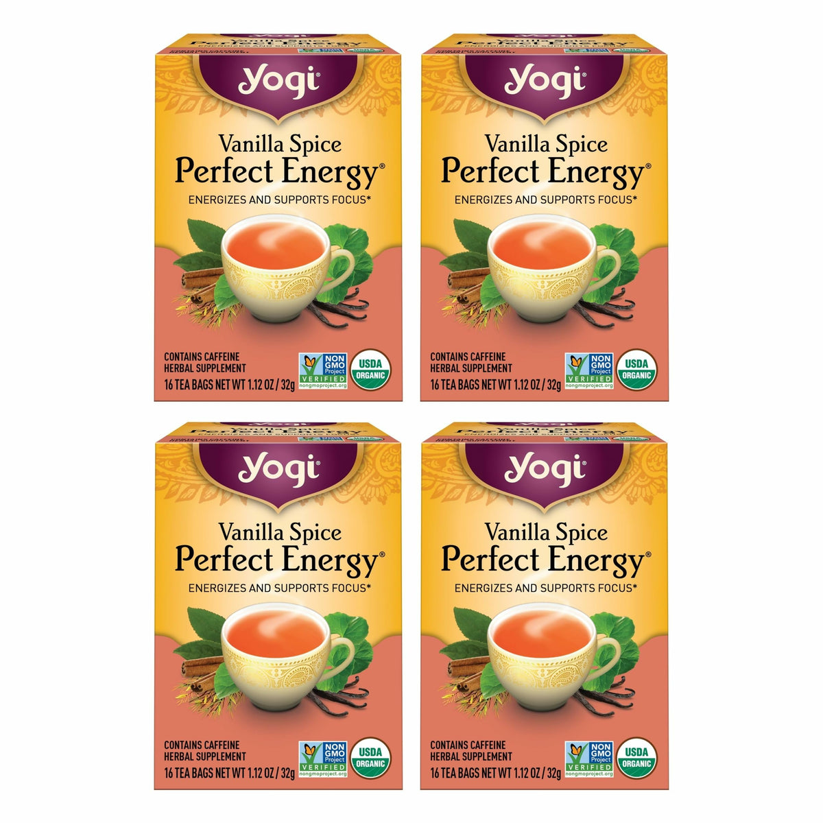 Yogi Vanilla Spice Perfect Energy tea pack for a cozy morning ritual