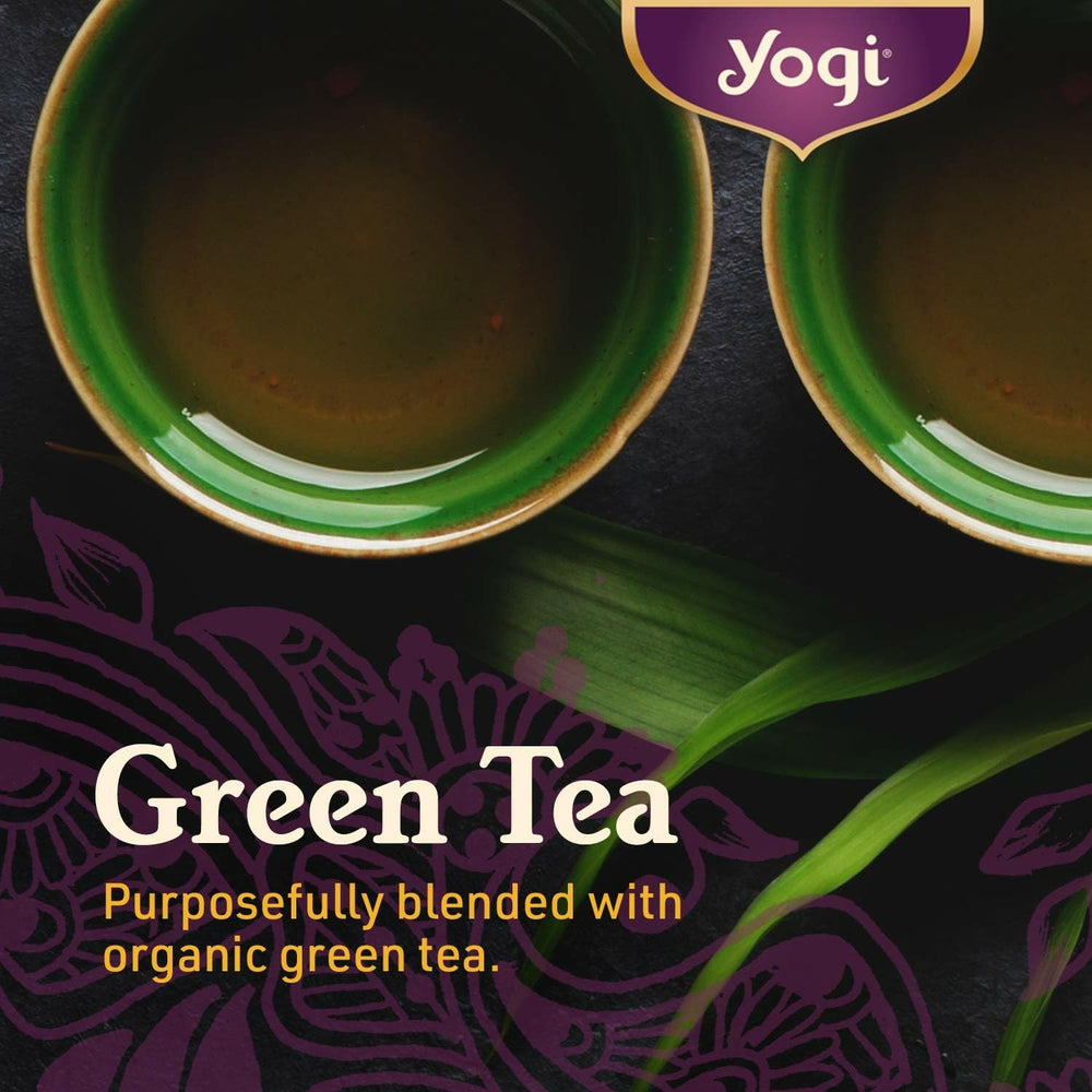 Yogi vegan and non-GMO badge reinforces clean sourcing and ethical ingredients.