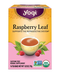 Yogi Woman’s Raspberry Leaf tea bag offers a gentle daily comfort with herbaceous aroma.