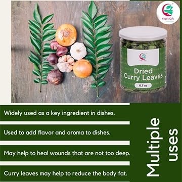YOGI'S GIFT dried curry leaves in cooking essentials hints at quick, flavorful dishes.