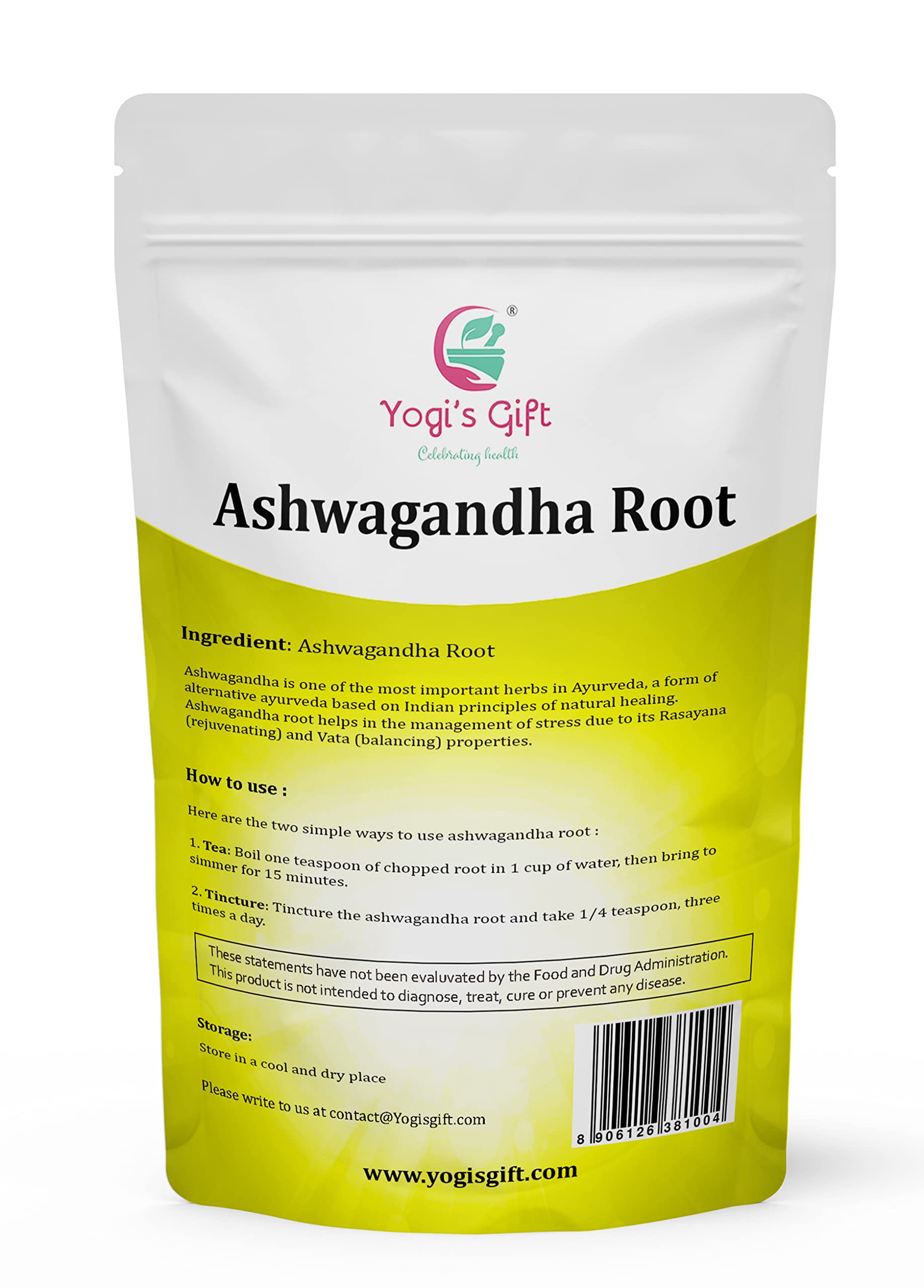 YOGI'S GIFT Ashwagandha root 1lb package suitable for daily rituals