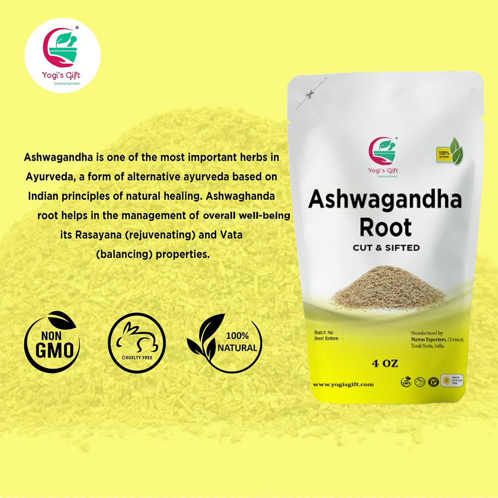 Chopped YOGI'S GIFT ashwagandha root ready for tea or tincture.