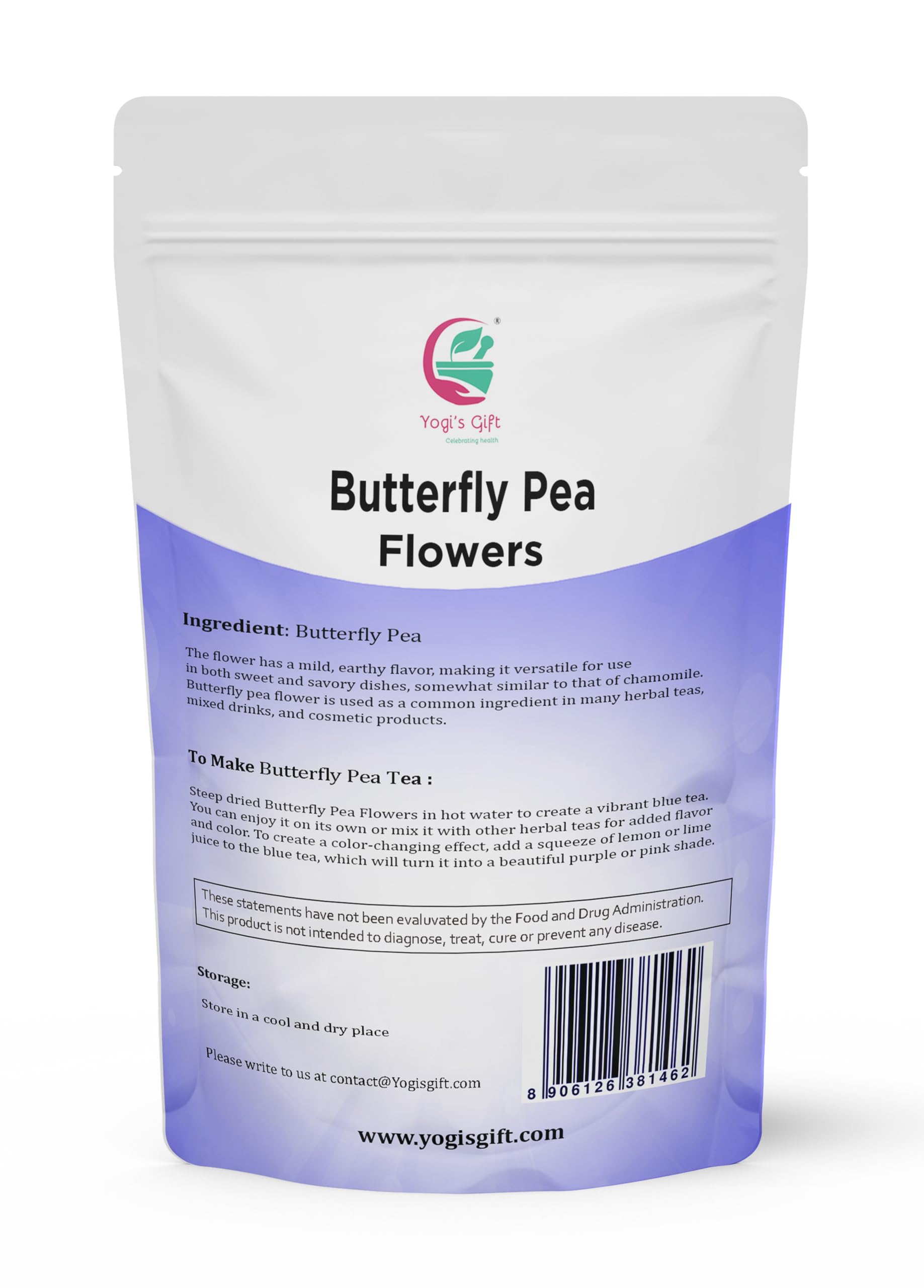 Yogi's Gift blue butterfly pea tea - color-changing beverage base.