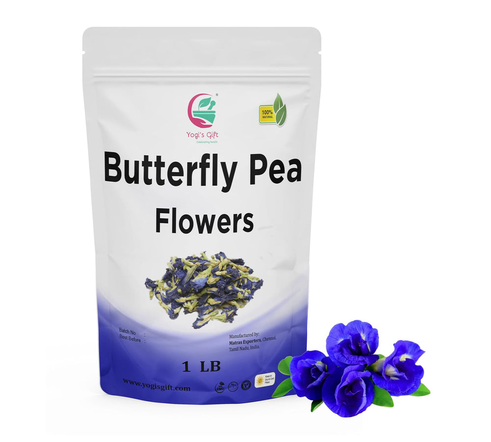 Yogi's Gift butterfly pea flower dried - vibrant blue color enhancer for foods.