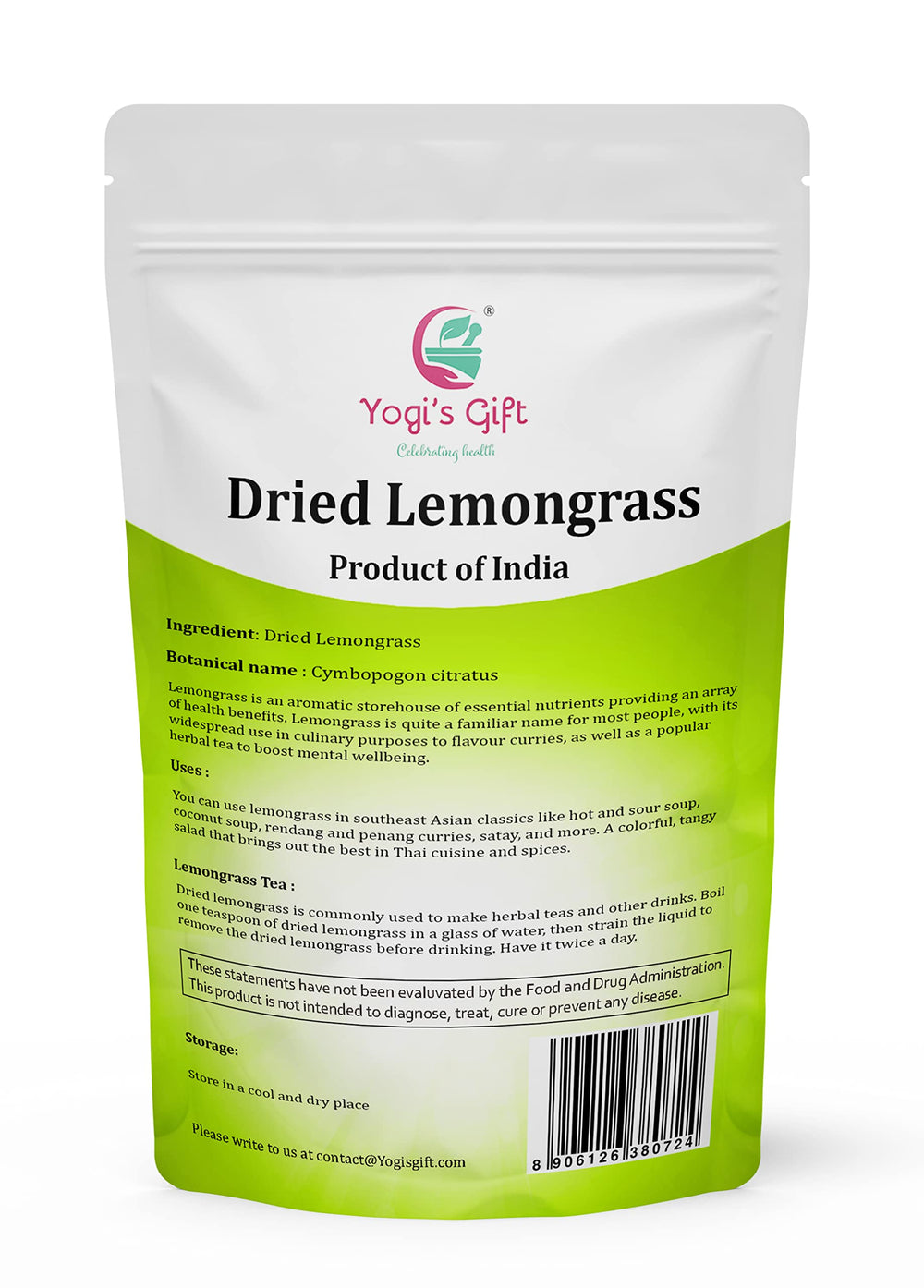 Yogi’s Gift cut and sifted lemongrass loose leaf delivers precise flavor extraction.