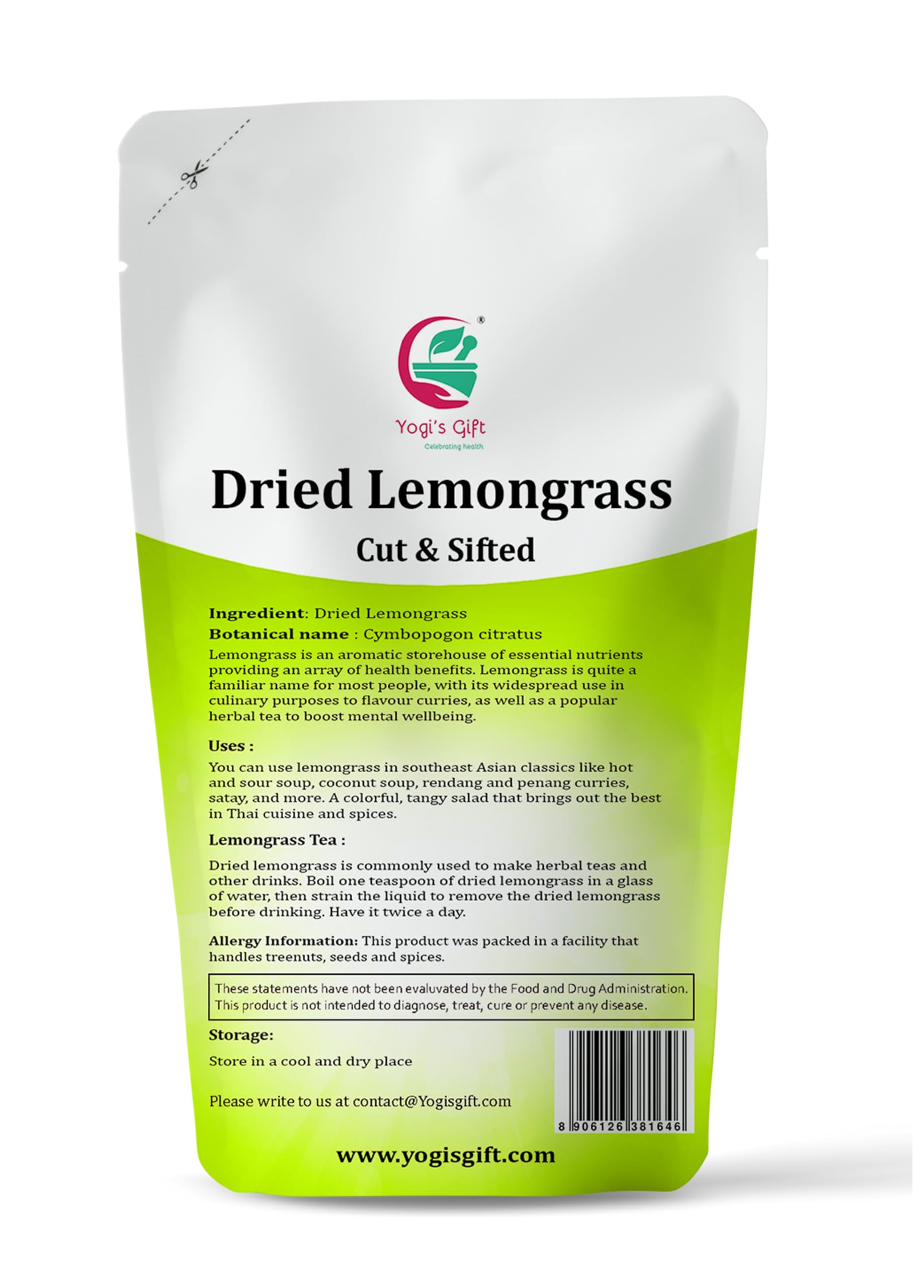 YOGI'S GIFT dried lemongrass tea infusion highlights citrus aroma