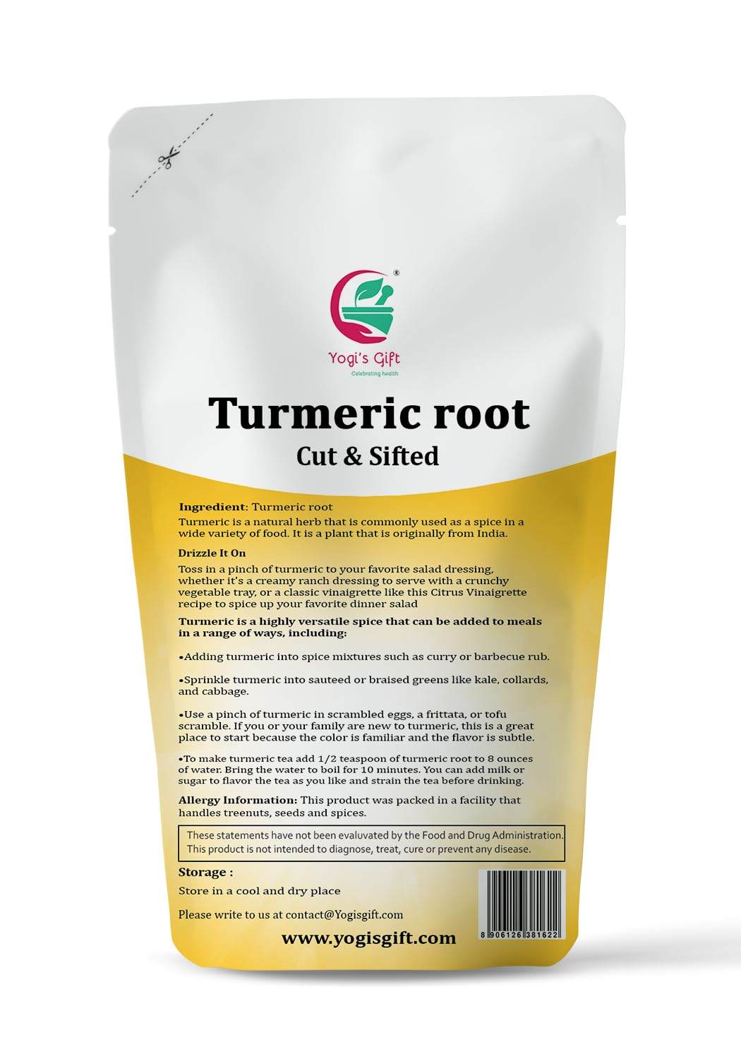 Yogis Gift dried turmeric pieces deliver warm aroma in stocks and sautés