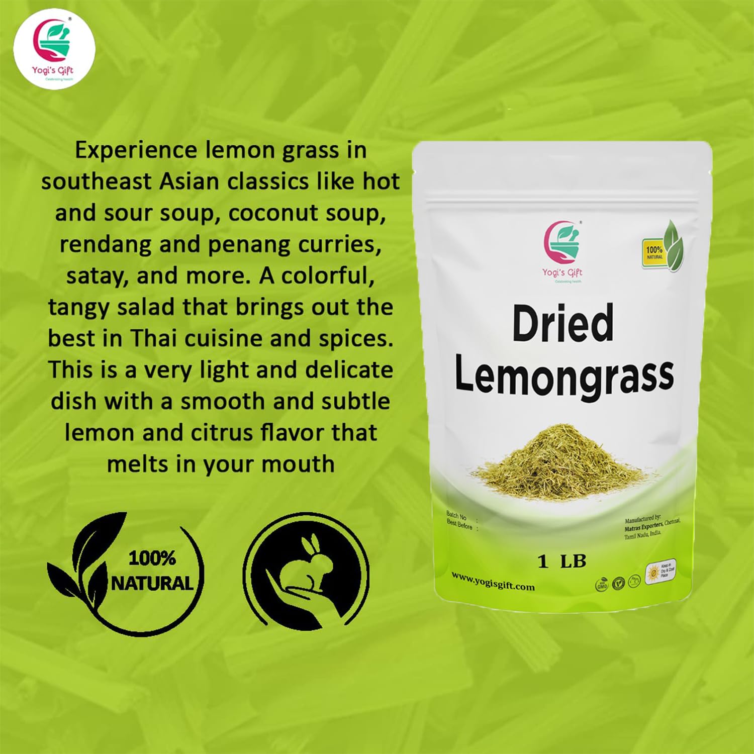 Yogi’s Gift lemongrass adds a citrusy base to soups and curries.