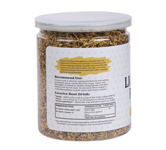 Yogi’s Gift bulk licorice root in a resealable jar for herbal blends.