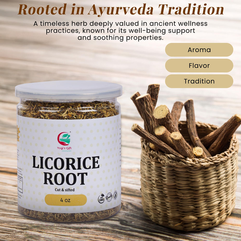 Yogi’s Gift licorice root used in skincare formulations.
