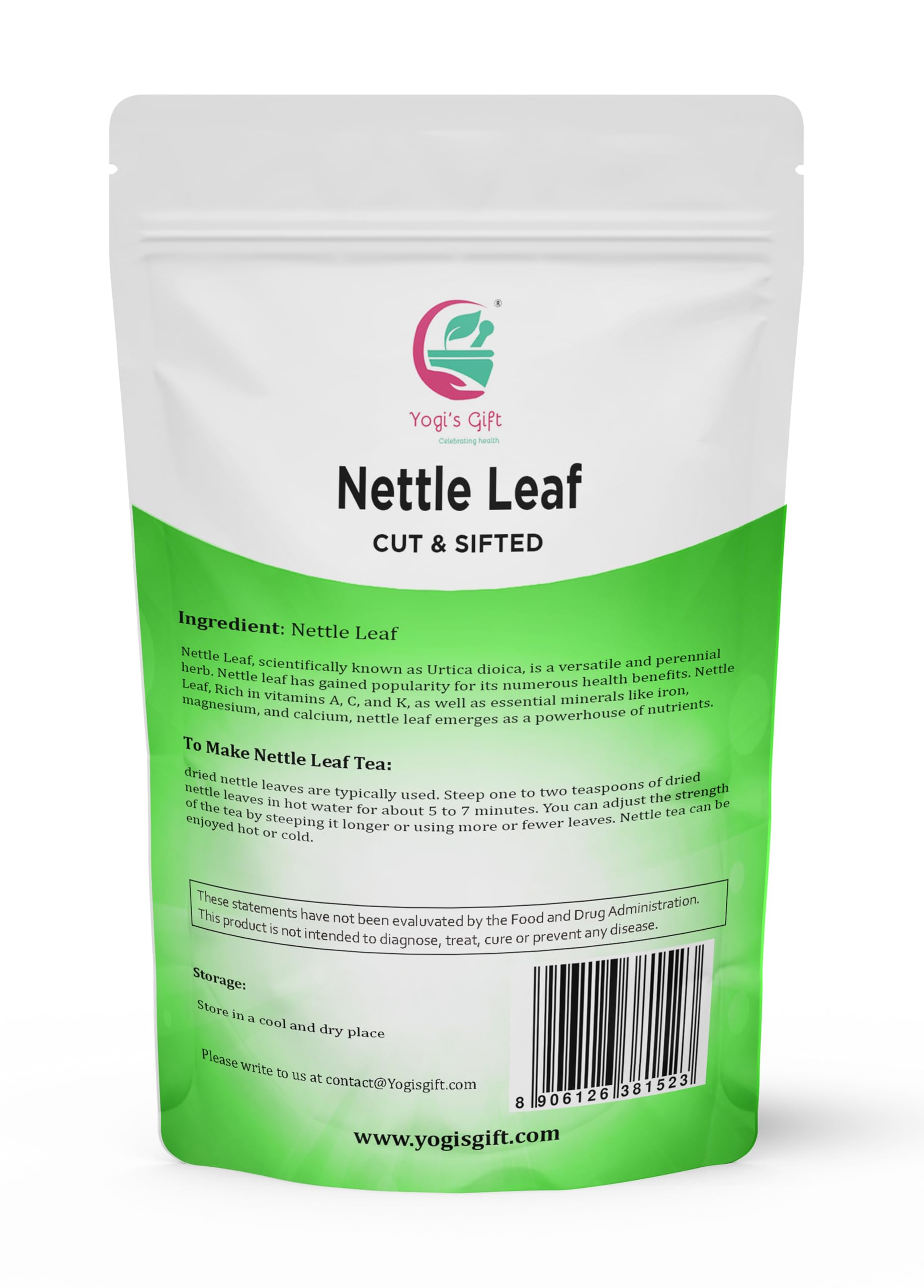 Yogi's Gift loose nettle leaves in a tea-jar for herbal infusions