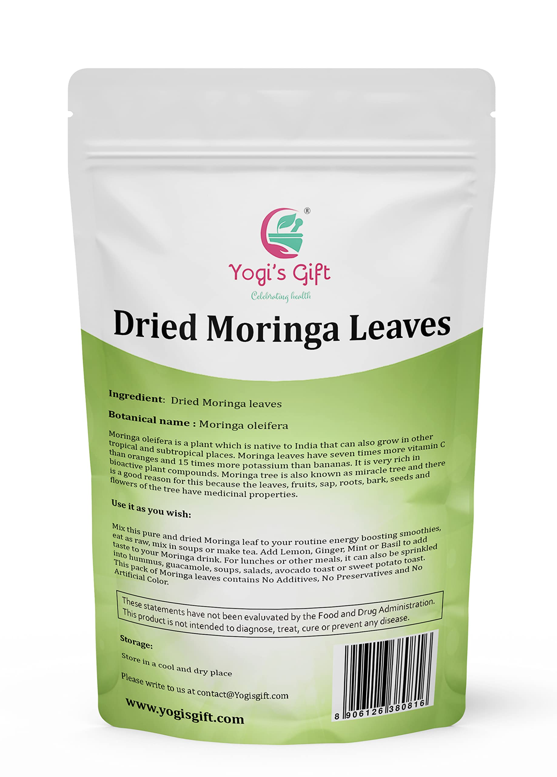 Ground moringa leaves powder from YOGI'S GIFT for smoothies and sauces