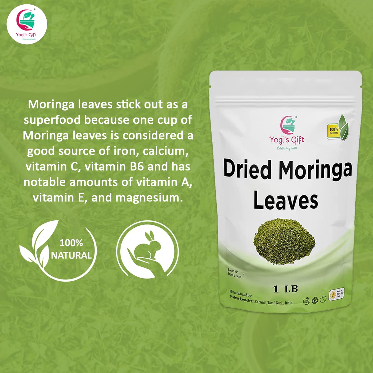 Moringa leaves sprinkled on a salad for color and flavor