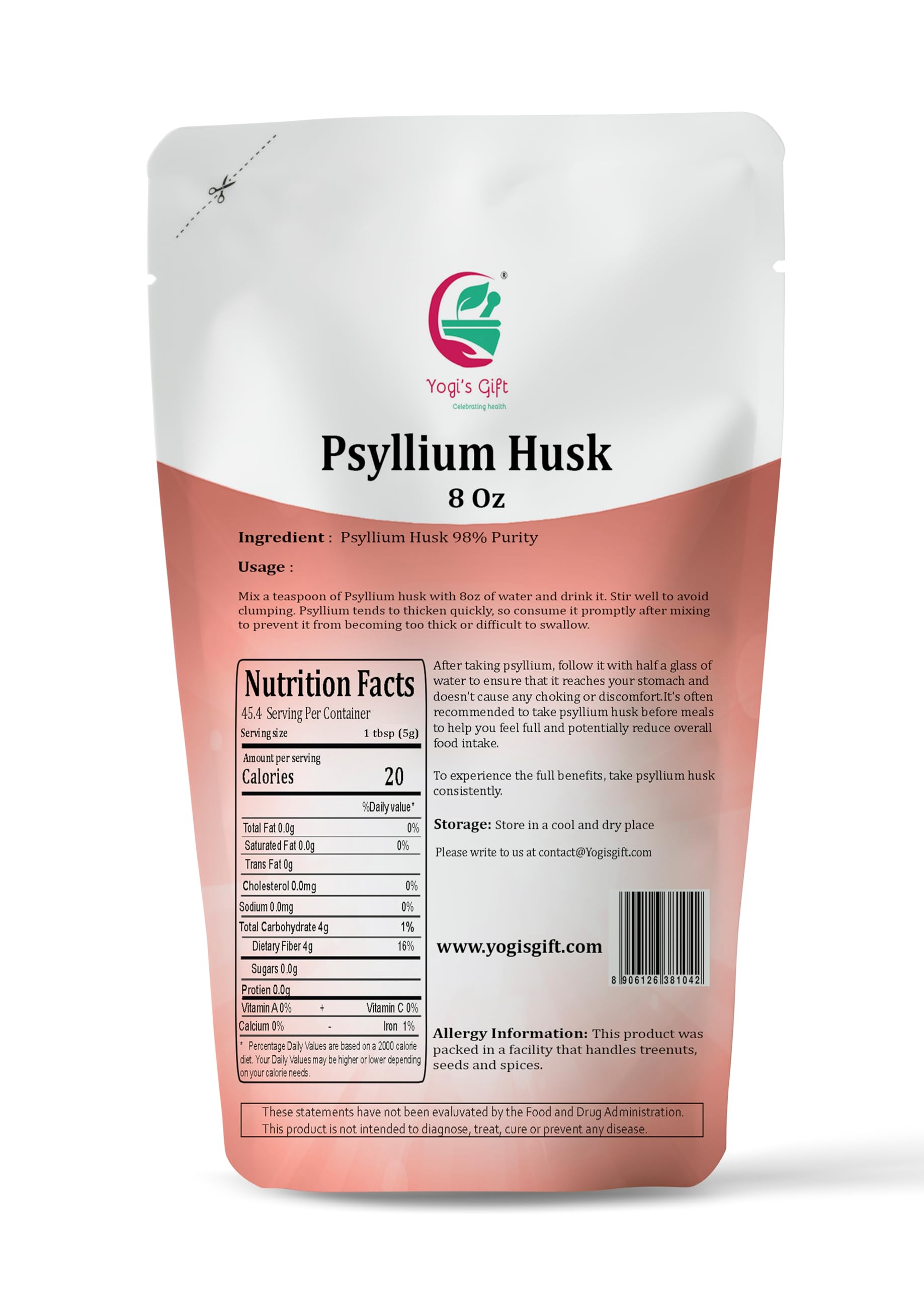 Yogi's Gift psyllium husk glass with smoothie, natural fiber boost