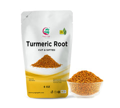 Yogis Gift turmeric root cut-sifted shows vibrant color for curries and soups