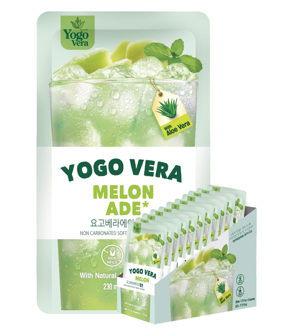 Yogo Vera Melon Ade pouch front for on-the-go refreshment