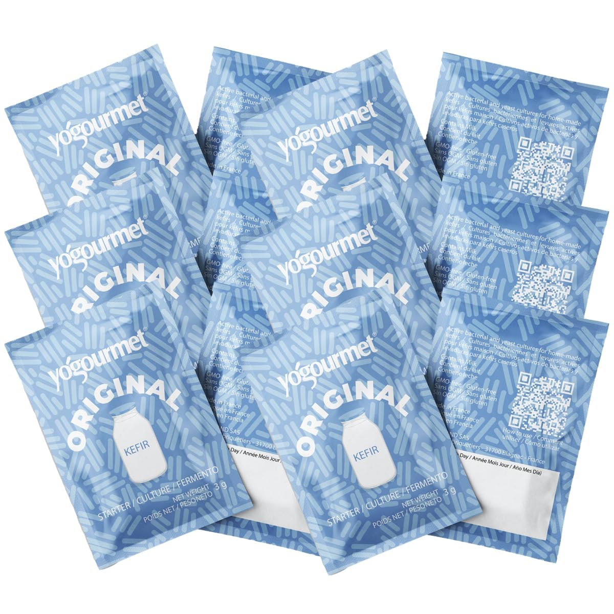 Yogourmet Kefir Starter bulk 12-pack kit for easy home fermentation.