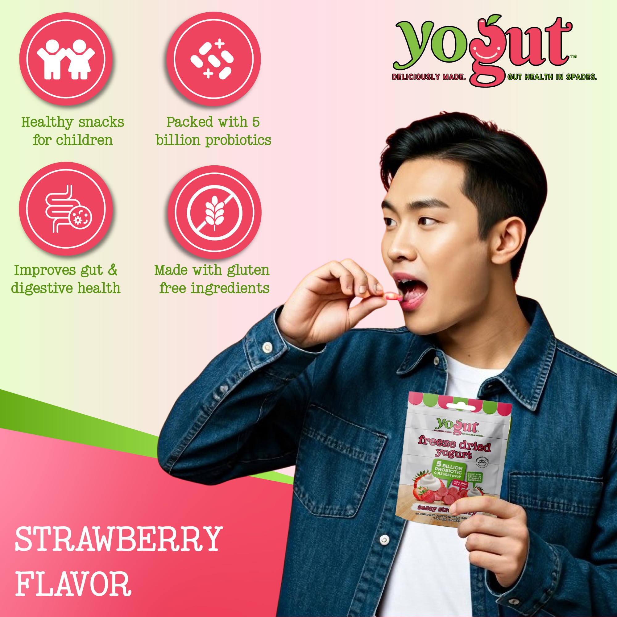YoGut packaging on shelf emphasizes convenient travel-ready format