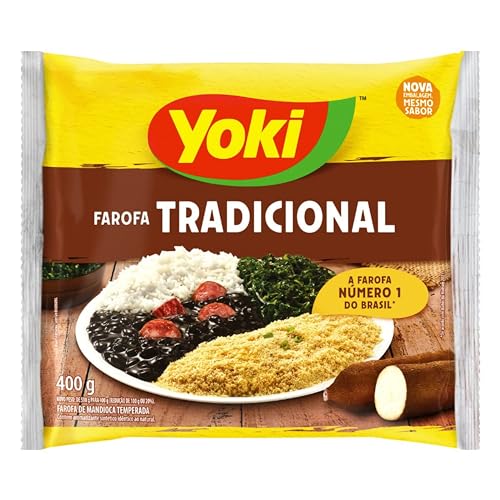 Yoki two-pack farofa cassava flour display for convenient meal prep.