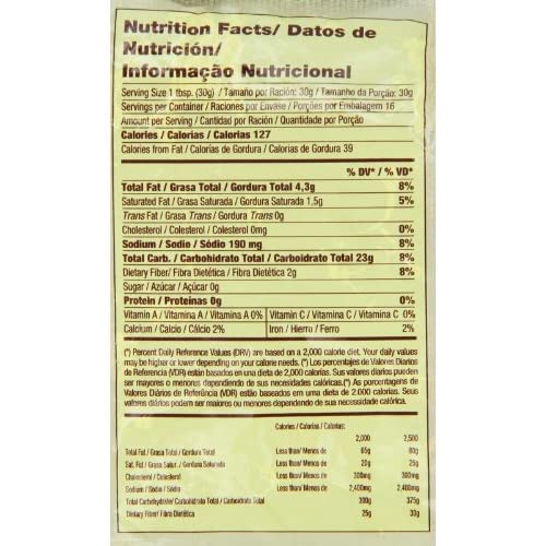 Yoki farofa cassava flour package shows Brazil origin for authentic meals.