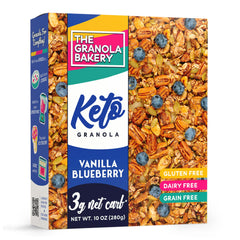 YOLEEZ TGB Blueberry Granola bag showing gluten-free, low-carb snack.