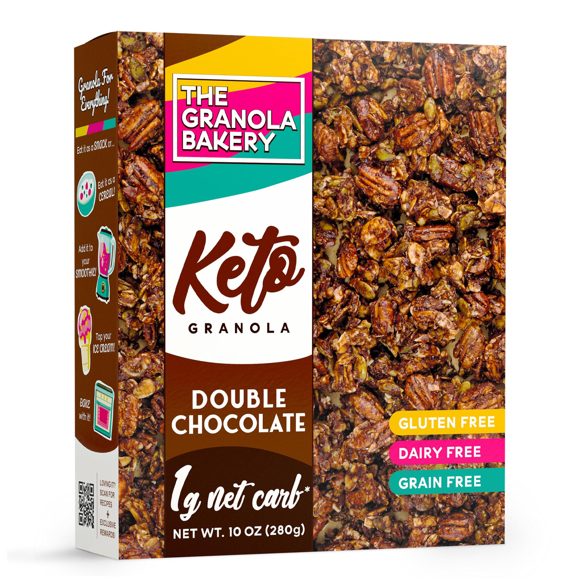 YOLEEZ TGB Chocolate Keto Granola pack for on-the-go snacking with low net carbs.