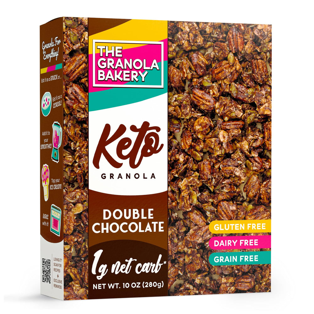 YOLEEZ TGB Chocolate Keto Granola pack for on-the-go snacking with low net carbs.