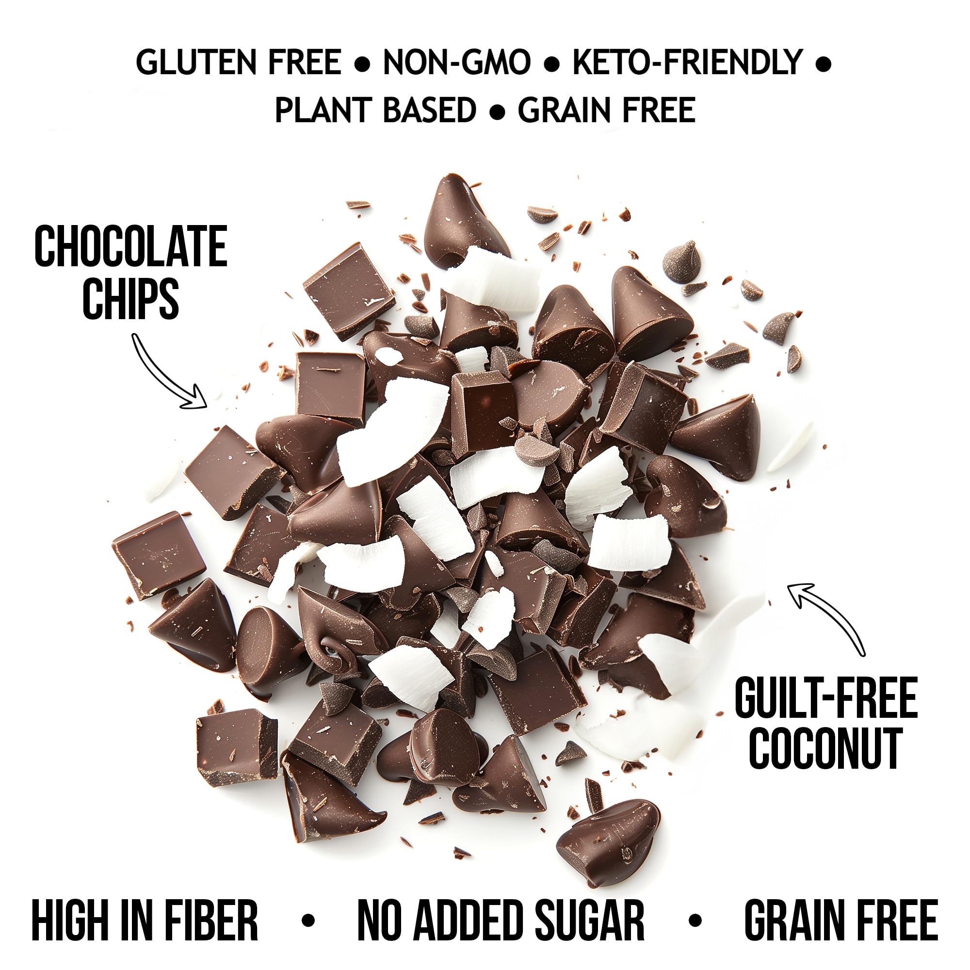 YOLEEZ TGB Chocolate Keto Granola serving portion ready to scoop and enjoy, low carb.